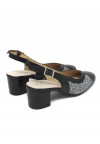 Pomares - Zapato salón tacón bajo negro texturas