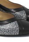 Pomares - Zapato salón tacón bajo negro texturas