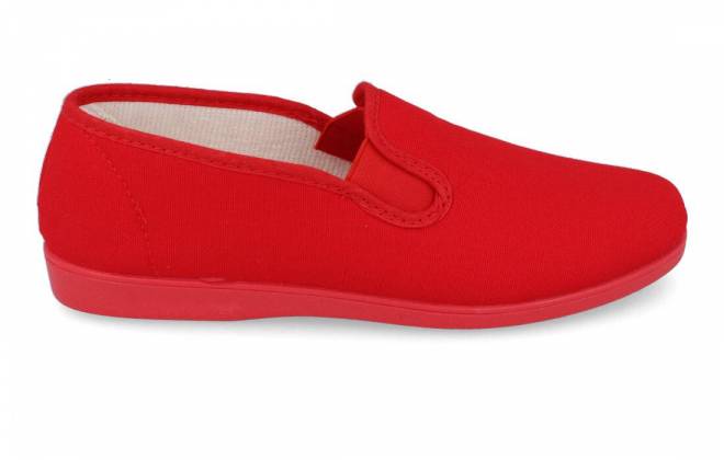 Natalia - Zapatillas de Mujer Elásticos Rojo Plana