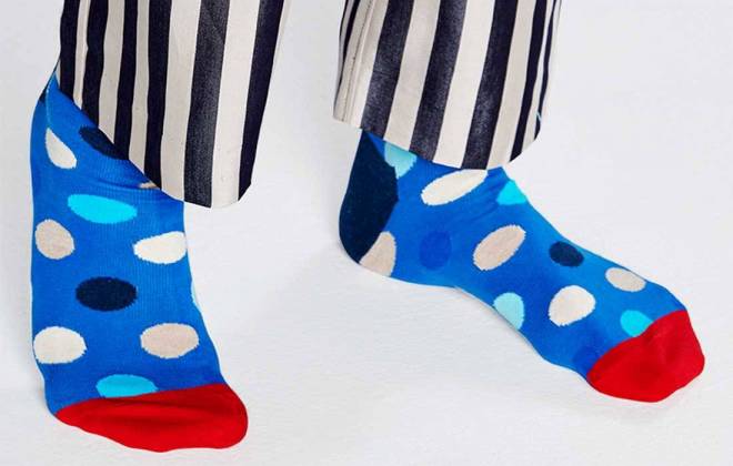Calcetines Happy Socks para adulto lunares azul y blanco