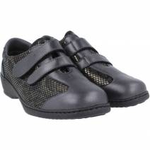 Notton - Zapato Mujer 2 Velcros Serpiente Negro