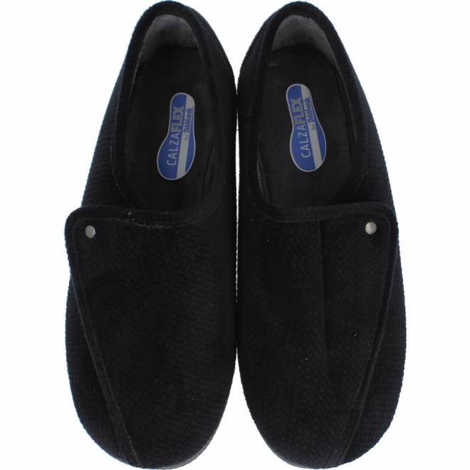 Devalverde - Zapatilla Ancho Especial Confort Velcro Negro
