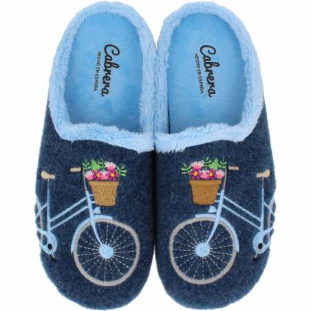 Cabrera - Zapatillas de Casa Bicicleta Cesta Flores Azul